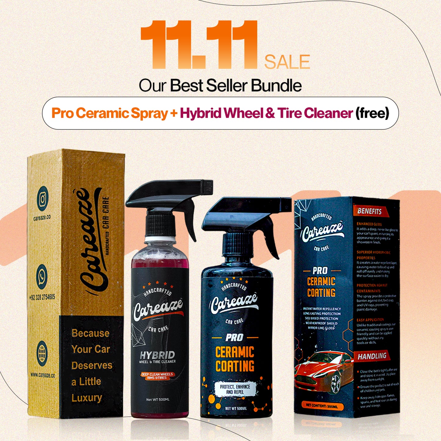 PRO CERAMIC COATING - 500ML + HYBRID WHEEL & TIRE CLEANER