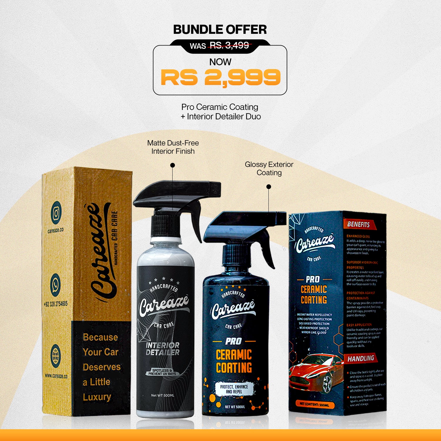 PRO CERAMIC COATING - 500ML + INTERIOR DETAILER